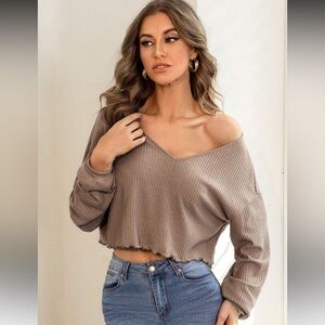 SHEIN cropped off the shoulder long sleeve